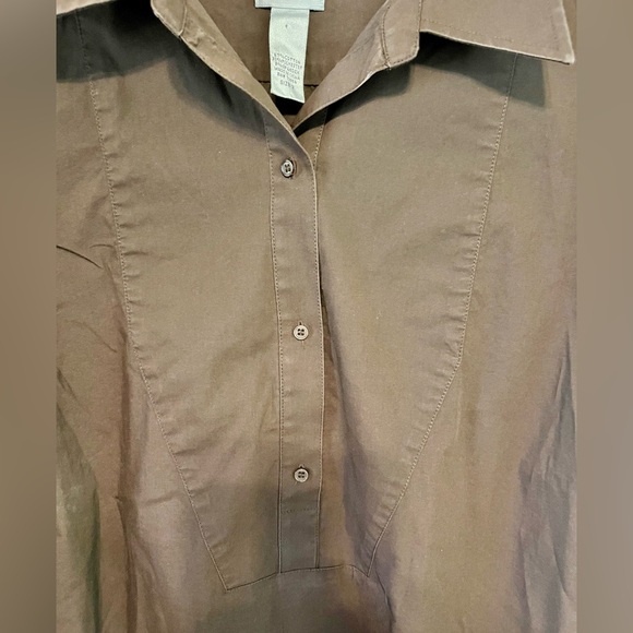 Chico's Rich Brown Half Button-Up Blouse size 3 - Picture 2 of 5